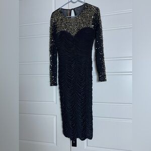Janique by kourosh Babaian Black Sequin shirred size 6 dress perfect for wedding